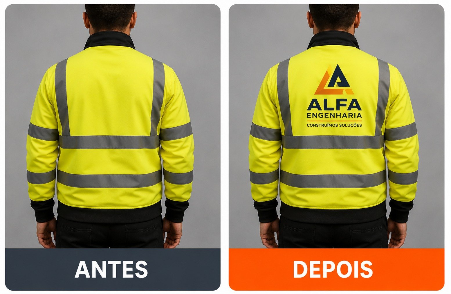 Exemplo de personalização — antes e depois
