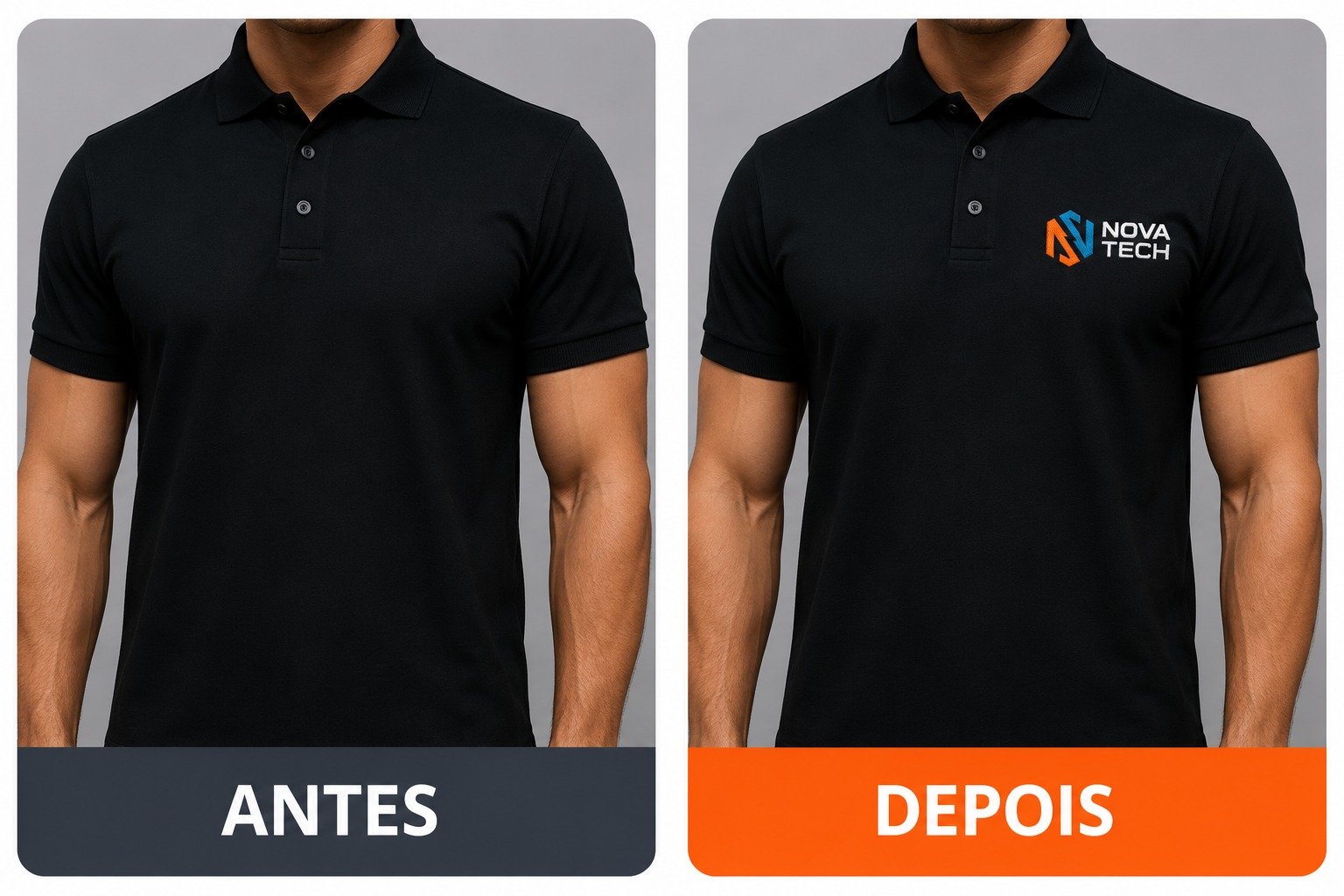 Exemplo de personalização — antes e depois