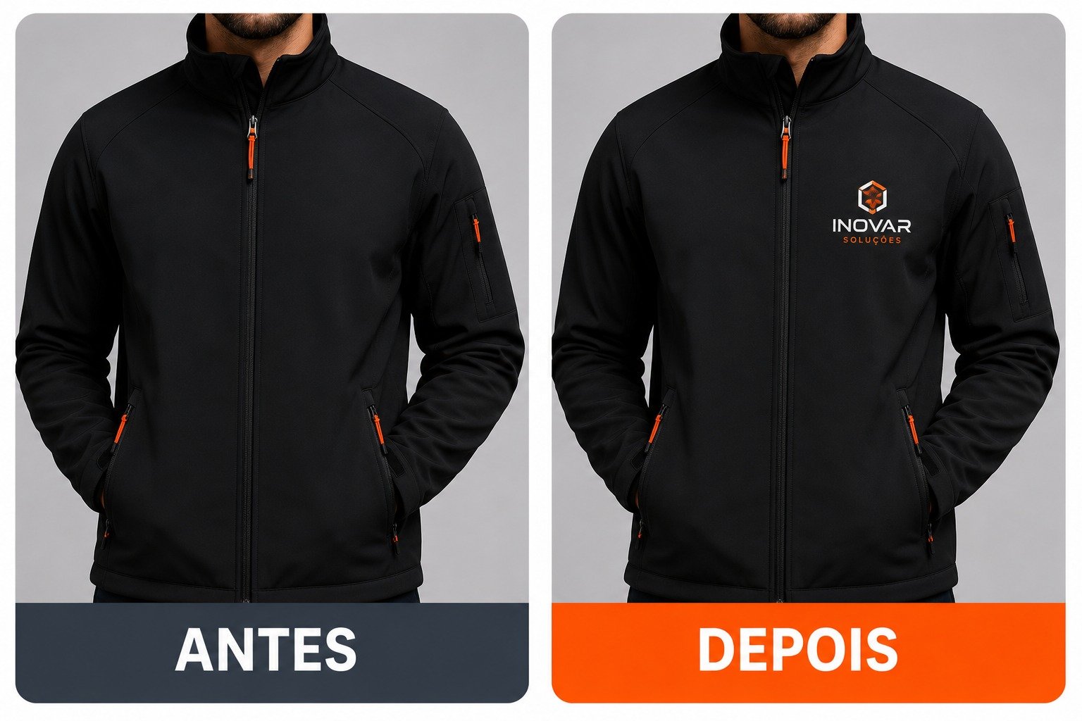Exemplo de personalização — antes e depois