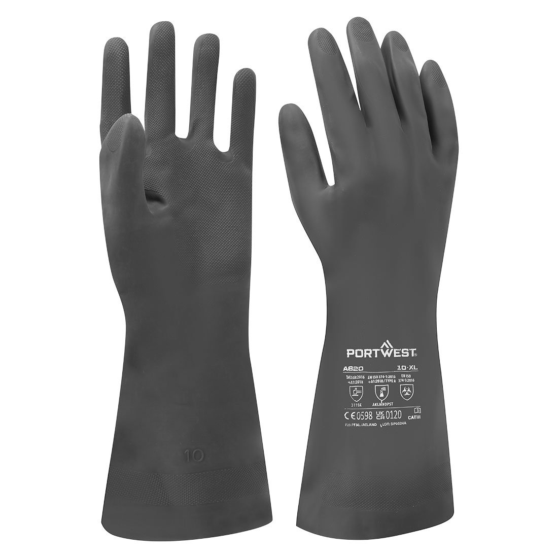 A820 - Luva de neoprene para produtos químicos / Preto