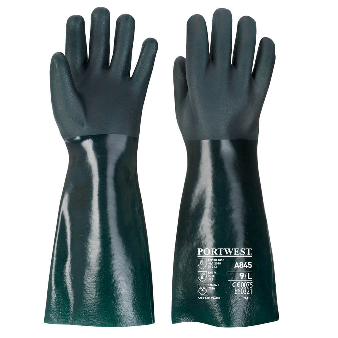 A845 - Luva de PVC de Dupla Imersão 45cm Verde