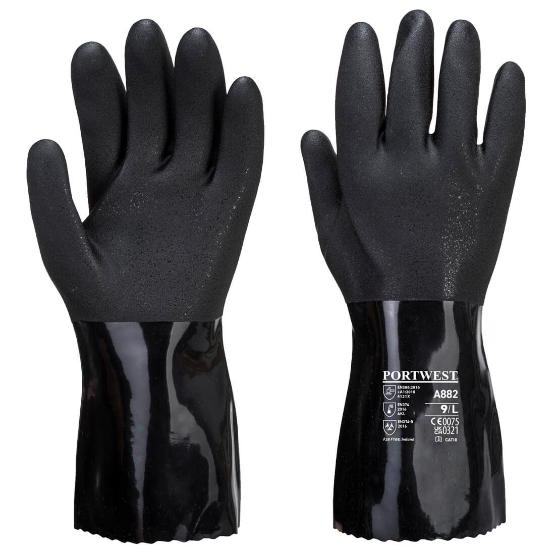 A882 - Luva Química de PVC ESD / Preto